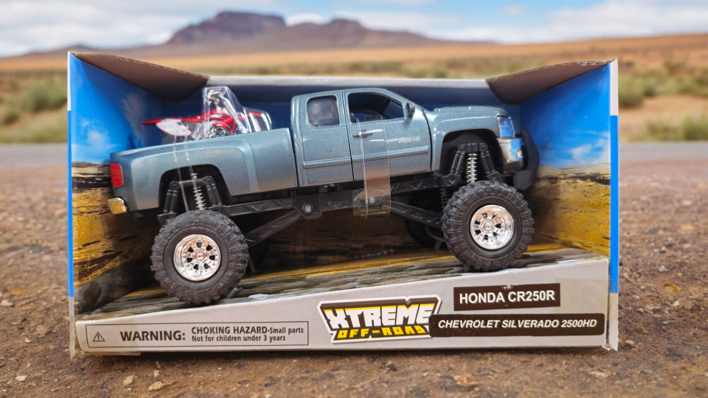 1/32 Scale Chevy Silverado 2500HD with Honda CR 250R Dirt Bike