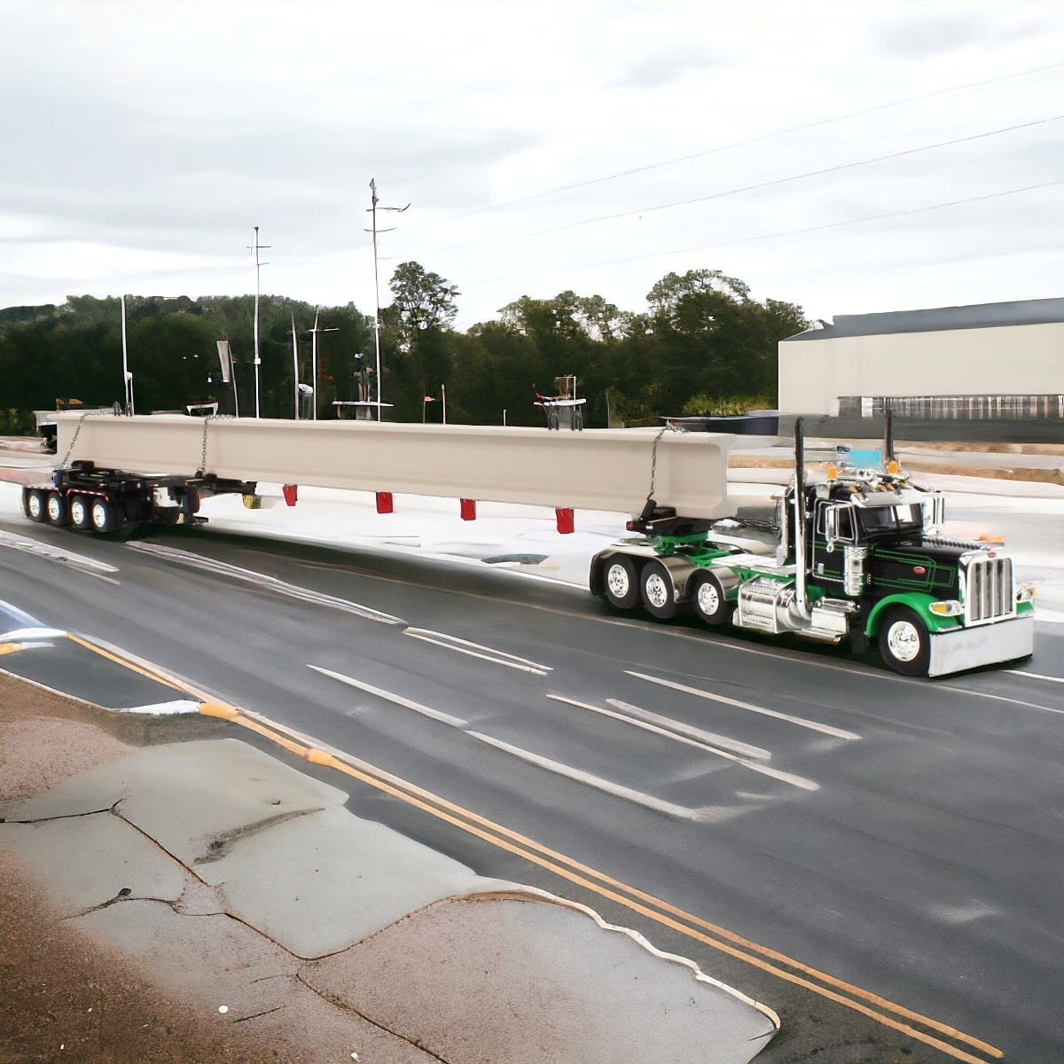 1/64 Black & Green Peterbilt 389 with Hydra-steer Trailer