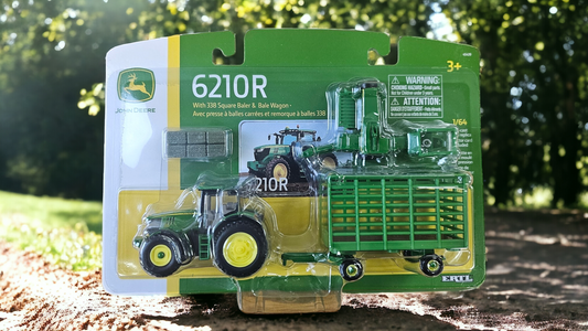 1/64 John Deere 6210R Tractor & Baling Set